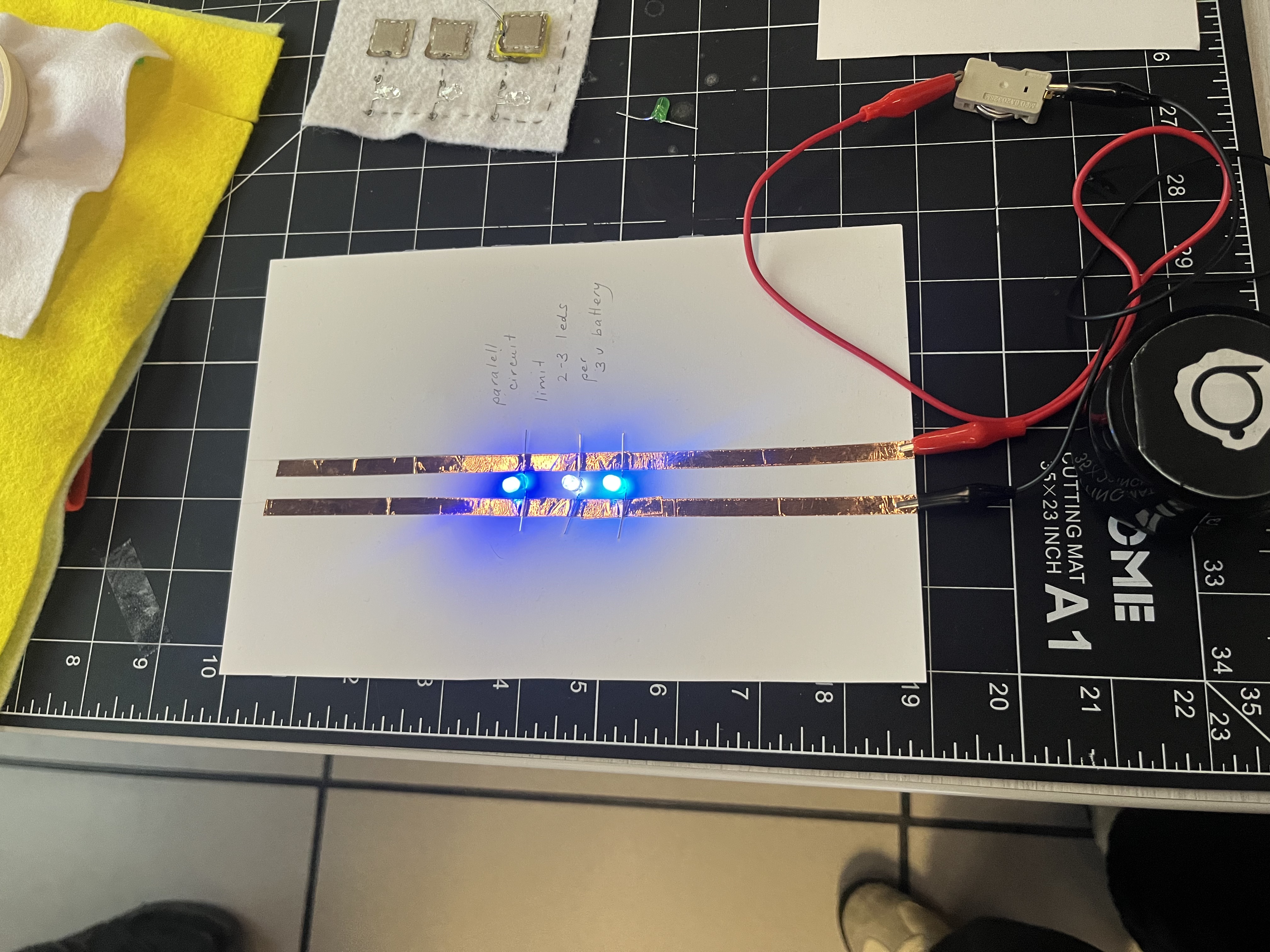 Documenting a successfully functioning parallel circuit demonstrated during class.