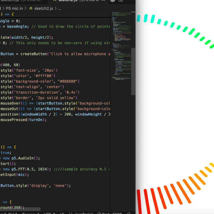 Circular rainbow spectrum visualization mapping detected sound frequencies through adjusted hue distribution.